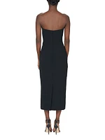 Gathered Strapless Midi-Dress