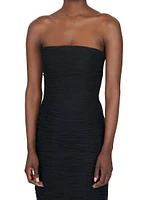 Gathered Strapless Midi-Dress