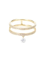 Zeus 18K Yellow Gold & 0.38 TCW Diamond Two-Row Ring