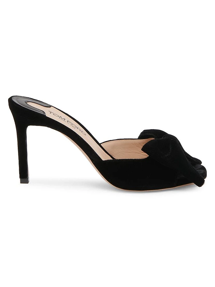 Brigitte 85MM Open-Toe Velvet Pumps