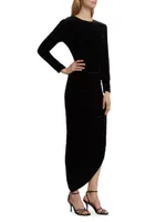 Tristana Velvet Asymmetric Maxi Dress