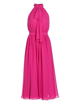 Jasmine Georgette Tieneck Midi-Dress