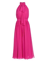 Jasmine Georgette Tieneck Midi-Dress