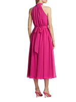 Jasmine Georgette Tieneck Midi-Dress