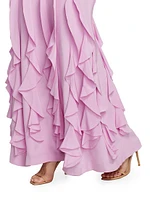 Lauren Ruffled Silk Crepe Gown