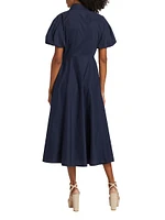 Elza Puff-Sleeve Cotton Poplin Shirtdress