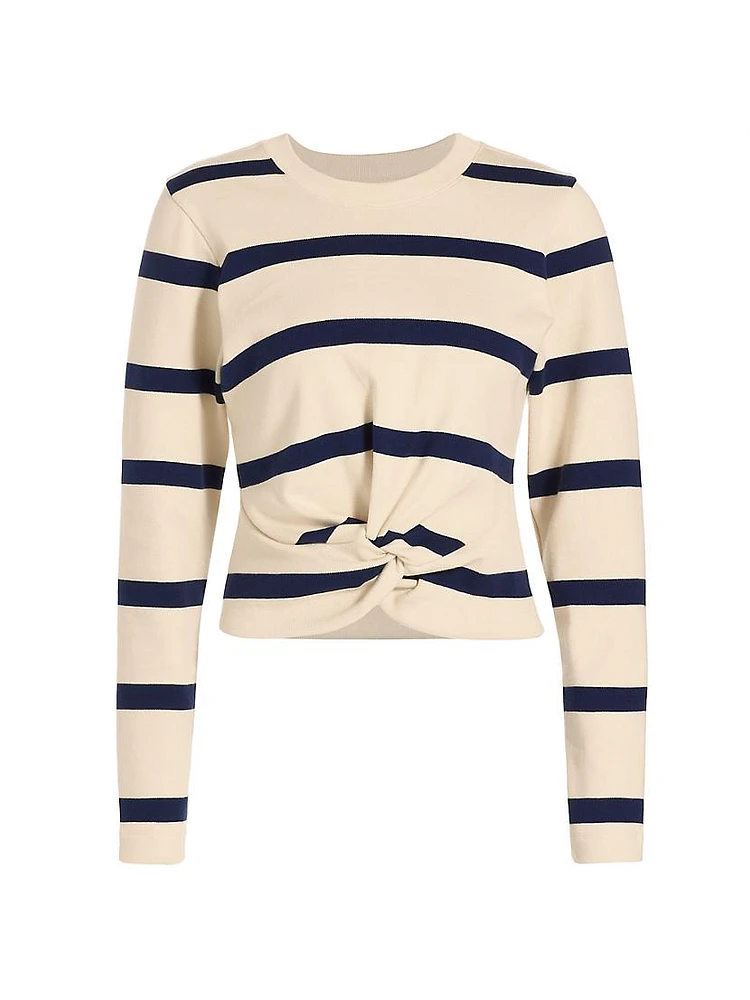 Imara Striped Tie-Waist Long Sleeve Blouse