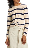 Imara Striped Tie-Waist Long Sleeve Blouse