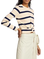 Imara Striped Tie-Waist Long Sleeve Blouse