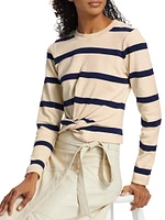 Imara Striped Tie-Waist Long Sleeve Blouse