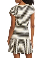 Maeve Stripe Stretch Cotton Minidress