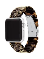 Logo Print Black Tortoise Resin Apple Watch Strap