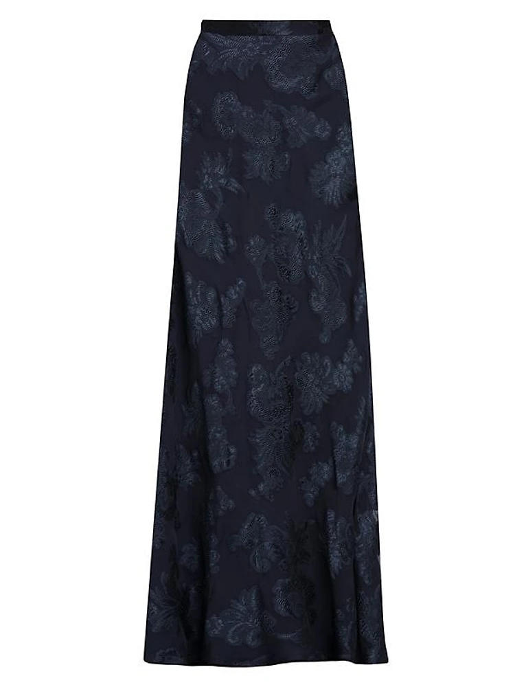 Sheer Filigree Silk-Blend Maxi Skirt