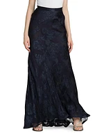 Sheer Filigree Silk-Blend Maxi Skirt