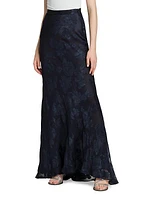 Sheer Filigree Silk-Blend Maxi Skirt