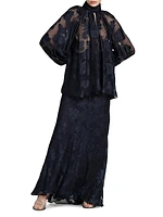 Sheer Filigree Silk-Blend Maxi Skirt