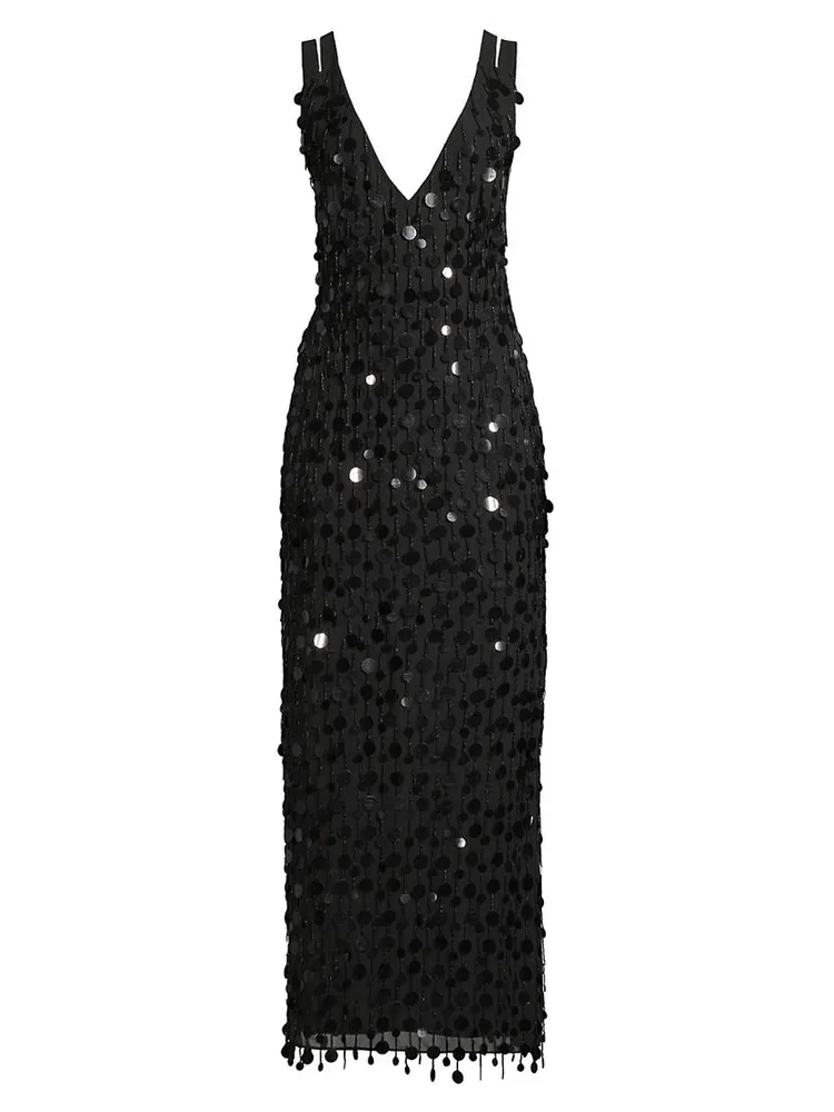 Paillette Beaded Midi-Dress