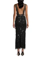 Paillette Beaded Midi-Dress