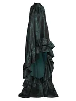 Embossed Taffeta High-Low Dress