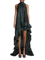 Embossed Taffeta High-Low Dress