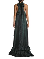 Embossed Taffeta High-Low Dress