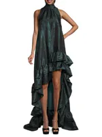 Embossed Taffeta High-Low Dress