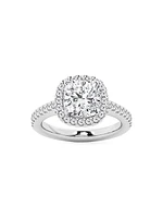 14K White Gold & TCW Lab-Grown Diamond Halo Ring