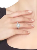 14K White Gold & TCW Lab-Grown Diamond Halo Ring