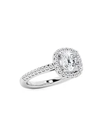 14K White Gold & TCW Lab-Grown Diamond Halo Ring