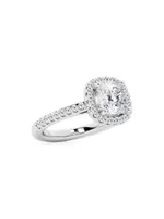 14K White Gold & TCW Lab-Grown Diamond Halo Ring