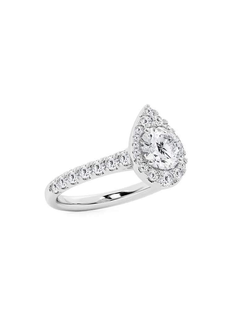 14K White Gold & 1.75 TCW Diamond Halo Ring