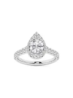 14K White Gold & 1.75 TCW Diamond Halo Ring