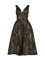 Metallic Jacquard Midi-Dress