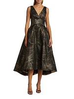 Metallic Jacquard Midi-Dress