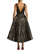 Metallic Jacquard Midi-Dress
