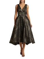 Metallic Jacquard Midi-Dress