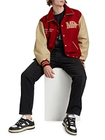 Persistance of Memory Wool & Leather Varsity Jacket