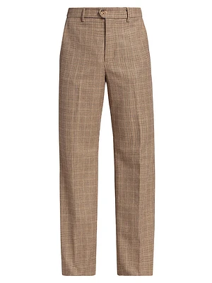 Persistance of Memory Check Wool-Blend Flared Trousers