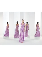 Draped Sleeveless Satin Gown