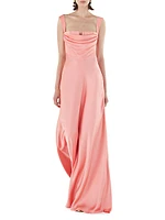 Sleeveless Draped Satin Gown