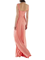 Sleeveless Draped Satin Gown