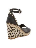 Rockstud Leather Wedge Espadrilles