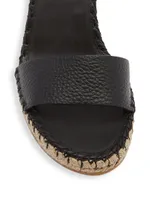 Rockstud Leather Wedge Espadrilles