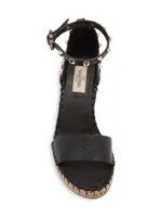 Rockstud Leather Wedge Espadrilles