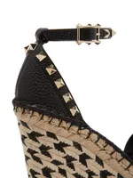 Rockstud Leather Wedge Espadrilles