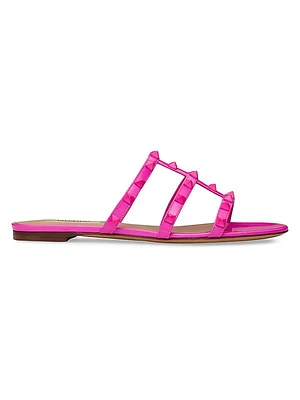 Rockstud Patent Leather Slides