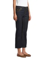 Low-Rise Stretch Cropped Kick-Flare Jeans