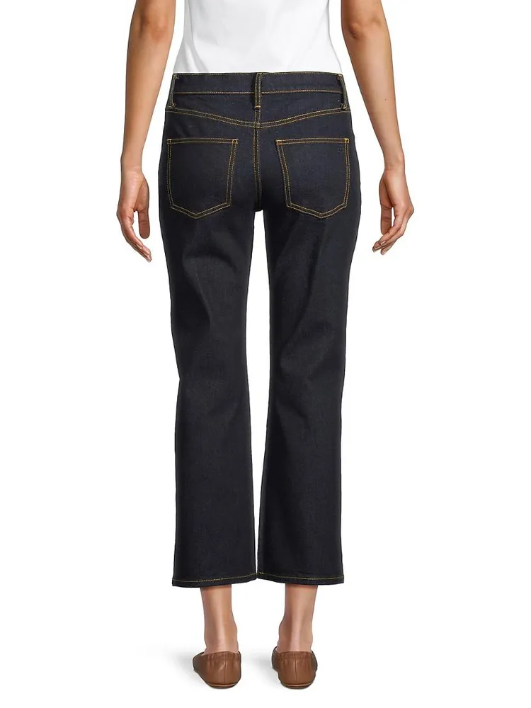 Low-Rise Stretch Cropped Kick-Flare Jeans