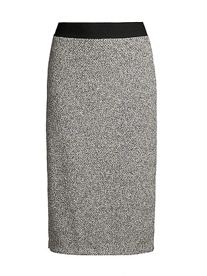 Speckled Knit Pull-On Midi Skirt