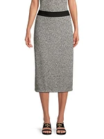 Speckled Knit Pull-On Midi Skirt